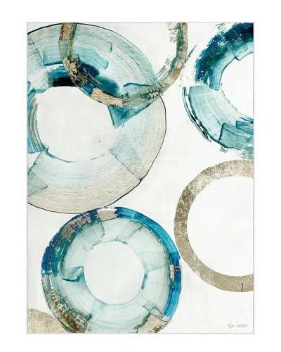 Empire Art Direct Blue Gold Rings Washable Geometric Art Area Rug In Multi