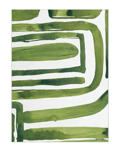 Empire Art Direct Green Labyrinth Ii Washable Abstract Art Area Rug In Green