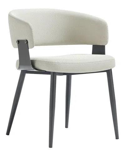 Manhattan Comfort Luce Textured Leatherette Dining Chair With Metal Legs In White