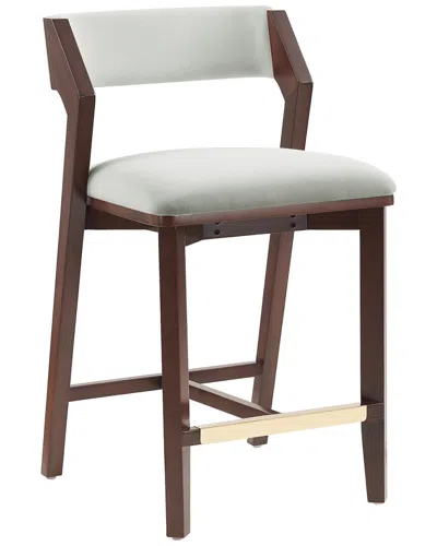 Manhattan Comfort Patricia Velvet Counter Stool With Beech Wood Legs