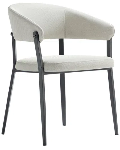 Manhattan Comfort Belle Textured Leatherette Dining Chair With Metal Legs In White