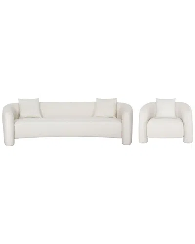 Manhattan Comfort 2pc Modern Sylvia Tweed 103.5in Sofa & Accent Chair With  Accent Pillows