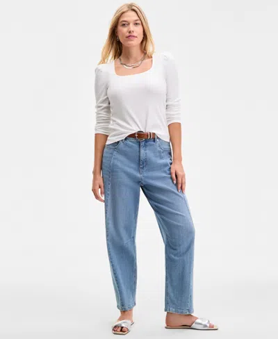 On 34th Women's Square-neck Puff-sleeve Top, Exclusively At Macy's In White