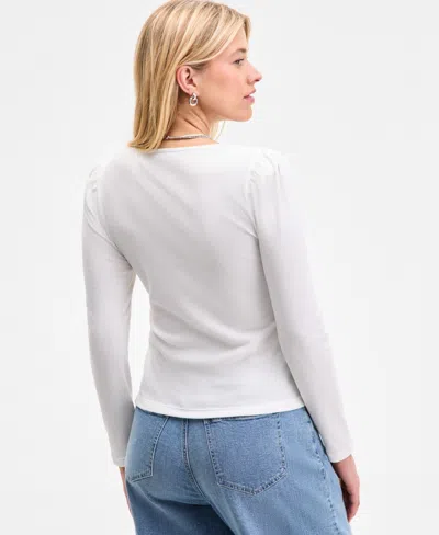 On 34th Women's Square-neck Puff-sleeve Top, Exclusively At Macy's In White