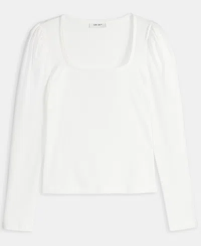 On 34th Women's Square-neck Puff-sleeve Top, Exclusively At Macy's In White