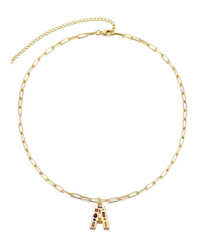 Adornia Gold Crystal Funky Initial Paperclip Chain Necklace