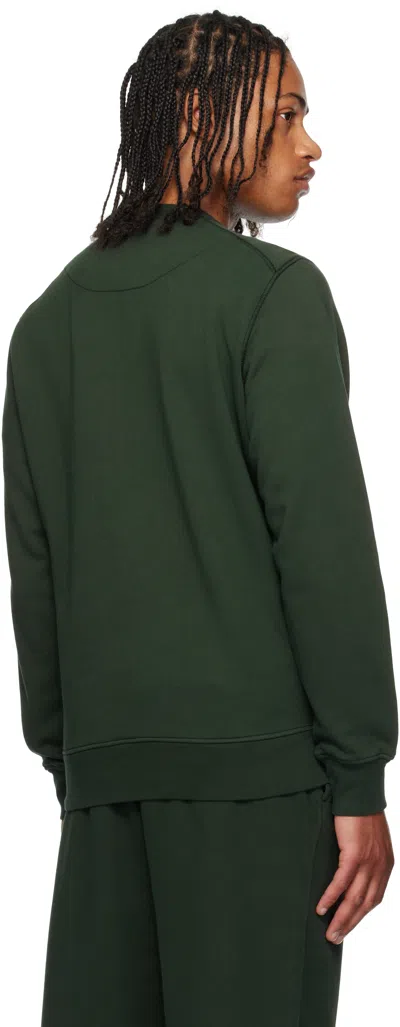 Stone Island Brushed Organic Cotton Fleece Sweatshirt With Ribbed Inserts In Green