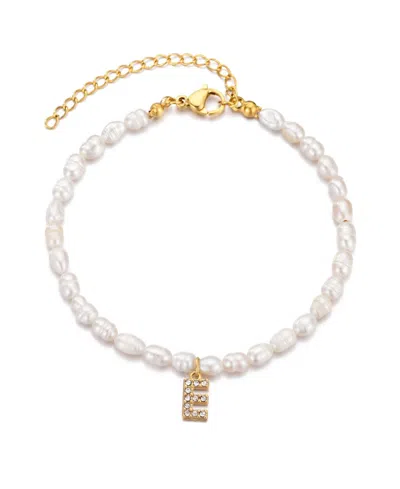 Adornia Gold Freshwater Cultivated Pearl Cubic Zirconia Letter Bracelet