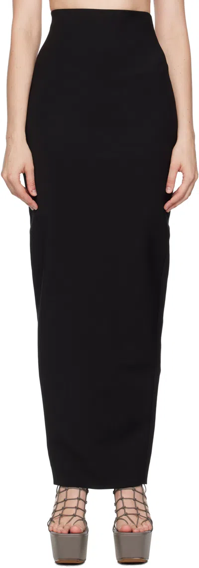 Rick Owens Womens Black Soft Pillar Stretch-wool Blend Maxi Skirt