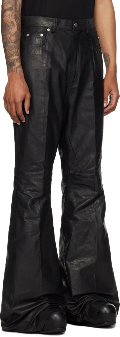 Rick Owens Black Concordians Bolan Bootcut Leather Pants