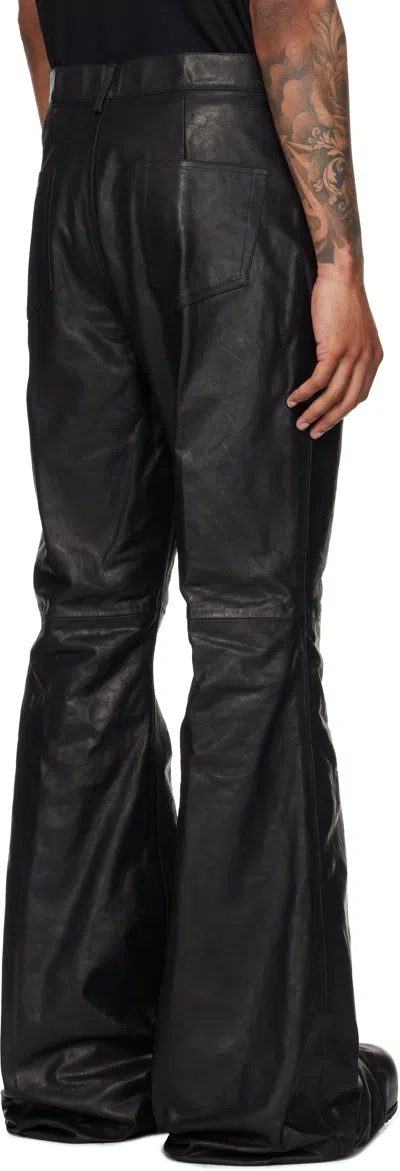 Rick Owens Black Concordians Bolan Bootcut Leather Pants