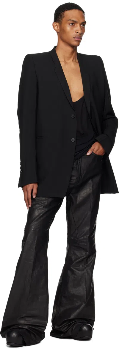 Rick Owens Black Concordians Bolan Bootcut Leather Pants