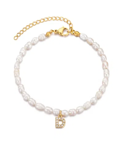Adornia Gold Freshwater Cultivated Pearl Cubic Zirconia Letter Bracelet