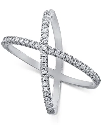 Macy's Pave Criss Cross Band Ring In Sterling Silver