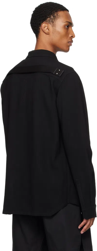 Rick Owens Leather Outershirt With Pockets And Collar