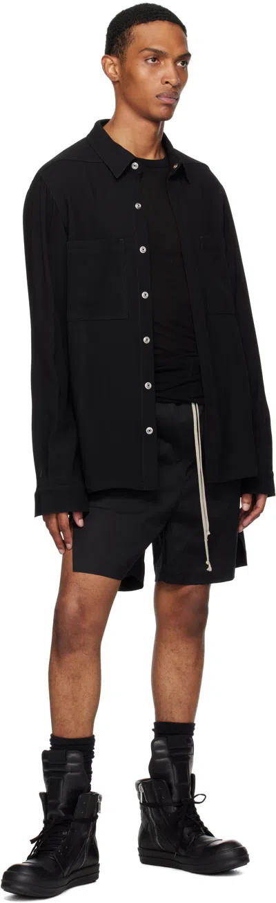 Rick Owens Leather Outershirt With Pockets And Collar