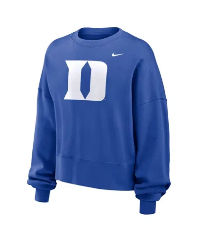 Nike Women's Royal Duke Blue Devils Oversized Essential Pullover Sweatshirt In Blue