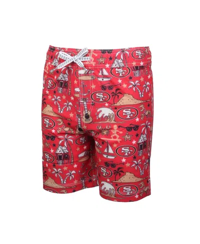 Wes & Willy Big Boys And Girls Scarlet San Francisco 49ers Luau Swim Trunks In Multi