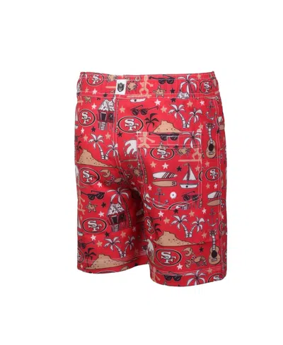 Wes & Willy Big Boys And Girls Scarlet San Francisco 49ers Luau Swim Trunks In Multi