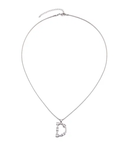 Adornia Silver Crystal Mixed Stone Initial Necklace