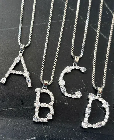 Adornia Silver Crystal Mixed Stone Initial Necklace