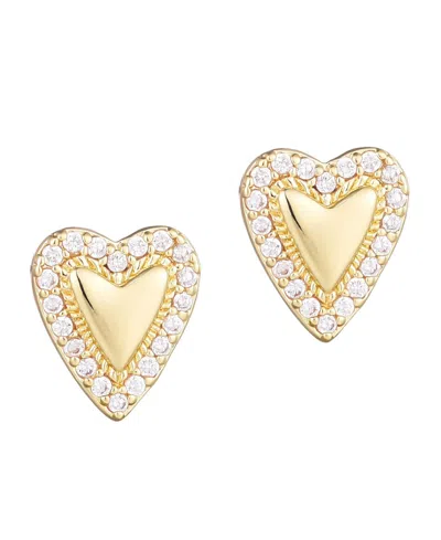 Adornia 14k Gold Plated Puffy Mini Halo Cz Heart Stud Earrings