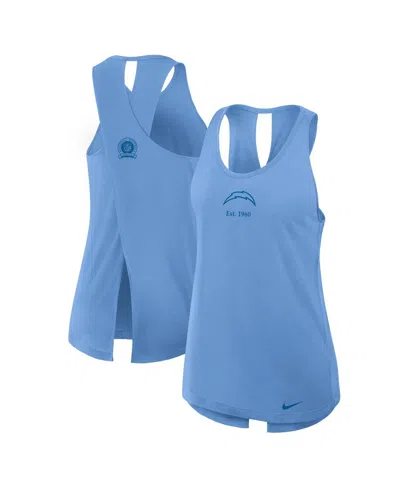 Nike Powder Blue Los Angeles Chargers Glory Crisscross Performance Tank Top In Blue