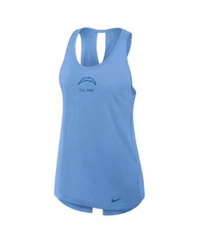 Nike Powder Blue Los Angeles Chargers Glory Crisscross Performance Tank Top In Blue