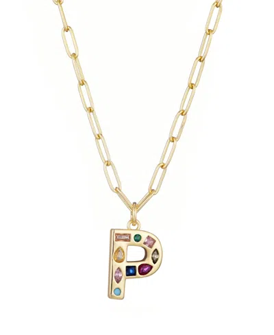 Adornia Gold Crystal Funky Initial Paperclip Chain Necklace