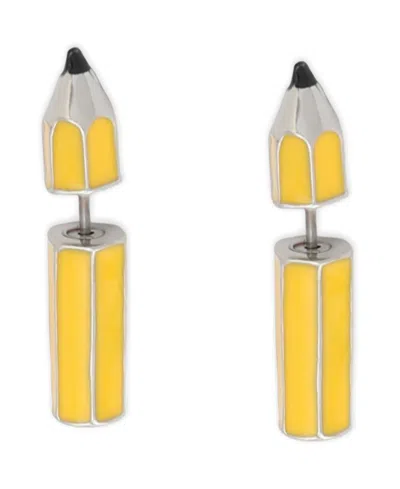 Betsey Johnson Yellow Straight Pencil Front Back Earrings