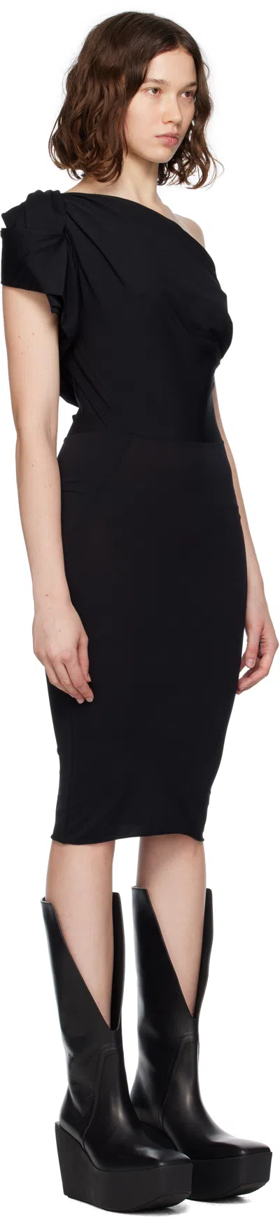 Rick Owens Black Concordians Twist Minidress In Black