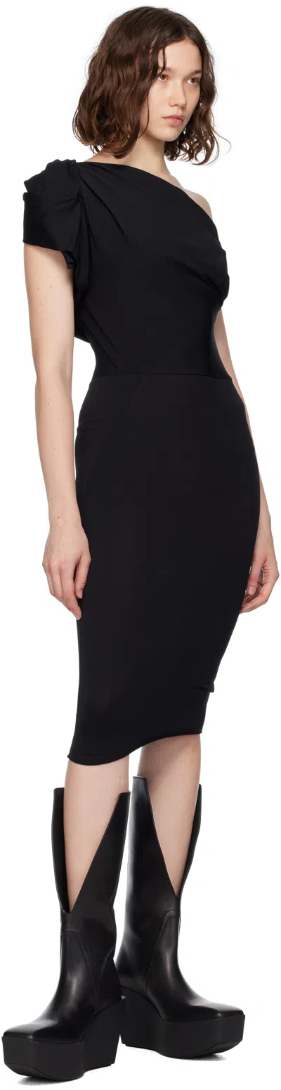 Rick Owens Black Concordians Twist Minidress In Black