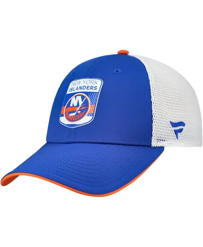Fanatics Men's Royal/white New York Islanders Authentic Pro Draft Podium Trucker Adjustable Hat
