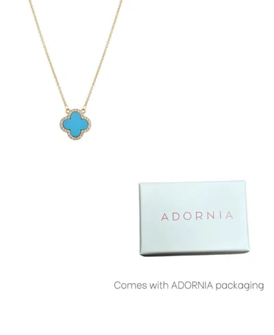 Adornia Cubic Zirconia Turquoise Halo Clover Pendant Necklace