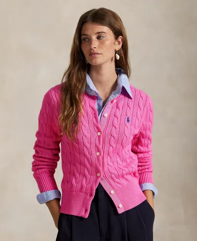 Polo Ralph Lauren Women's Cable-knit Cotton Crewneck Cardigan Sweater