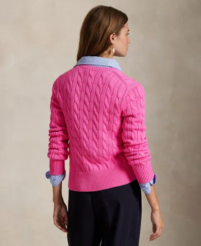 Polo Ralph Lauren Women's Cable-knit Cotton Crewneck Cardigan Sweater