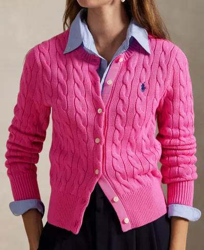 Polo Ralph Lauren Women's Cable-knit Cotton Crewneck Cardigan Sweater
