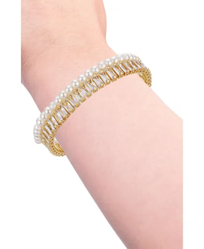 Vince Camuto Cultivated Pearl Crystal Bracelet In Gold
