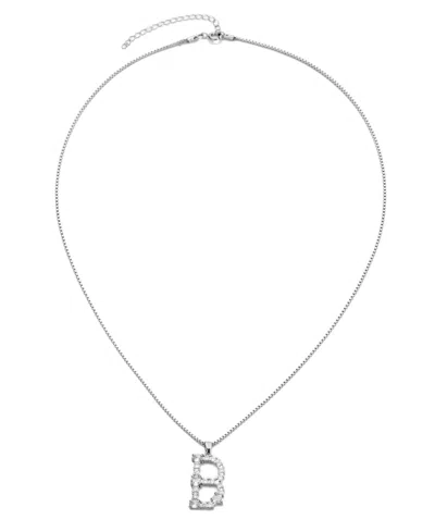 Adornia Silver Crystal Mixed Stone Initial Necklace