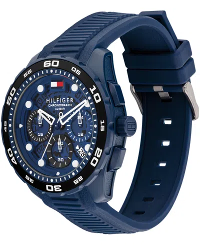 Tommy Hilfiger Men's Chronograph Blue Silicone Strap Watch, 44mm