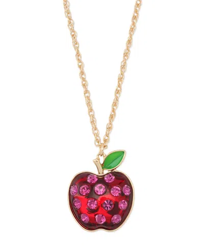 Betsey Johnson Faux Stone Straight Apple Pendant Chain Necklace