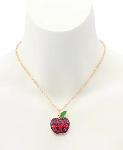 Betsey Johnson Faux Stone Straight Apple Pendant Chain Necklace