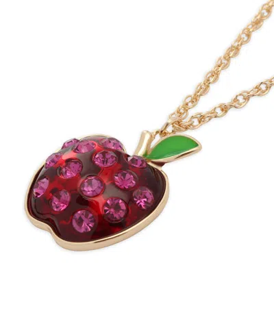 Betsey Johnson Faux Stone Straight Apple Pendant Chain Necklace