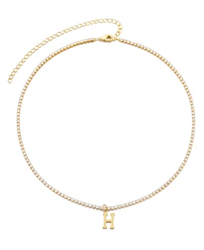 Adornia Gold Crystal Initial Charm Tennis Necklace