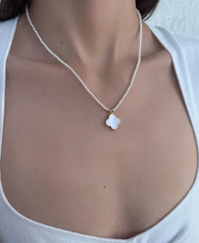 Adornia Gold Mother Of Pearl Strand Clover Pendant Necklace