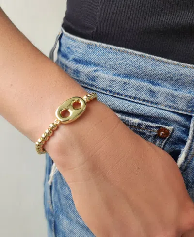 Adornia 14k Gold Plated Mariner Link Stretch Bead Bracelet