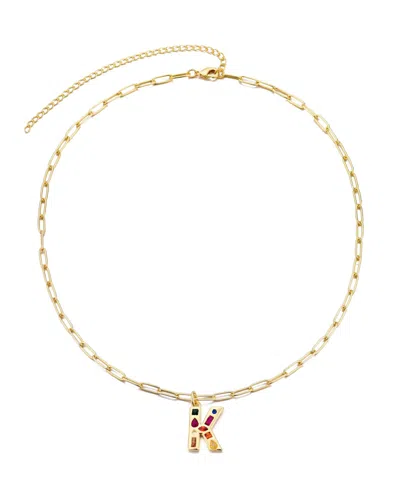 Adornia Gold Crystal Funky Initial Paperclip Chain Necklace