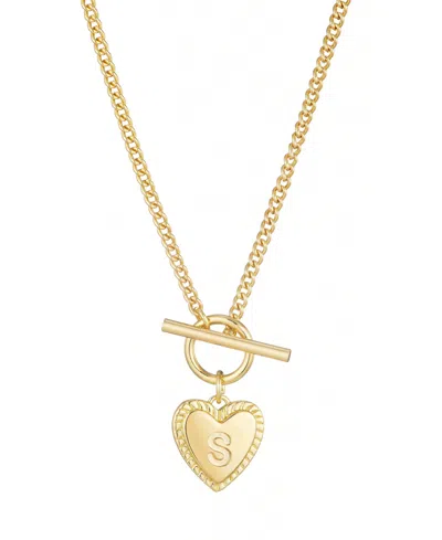 Adornia Gold Heart Initial Toggle Necklace