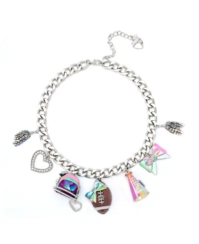 Betsey Johnson Faux Stone Kick Off Football Charm Bib Necklace