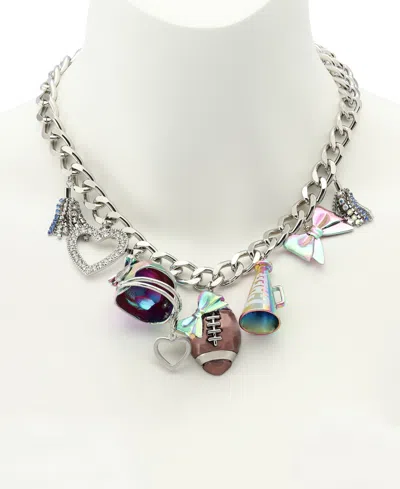 Betsey Johnson Faux Stone Kick Off Football Charm Bib Necklace